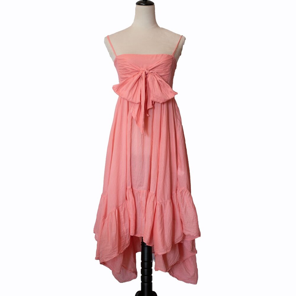 J Crew Cotton Bow-front Beach Dress Midi Crisp Pink  Sheer Size M